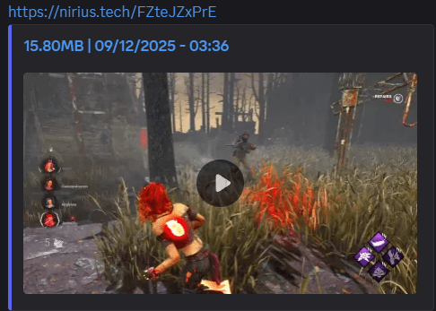 Nirius.tech Media Uploader - Video embed with custom thumbnail and playback controls